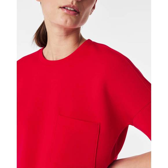NEW SPANX air essentials cropped pocket tee in spanx red - Picture 3 of 4